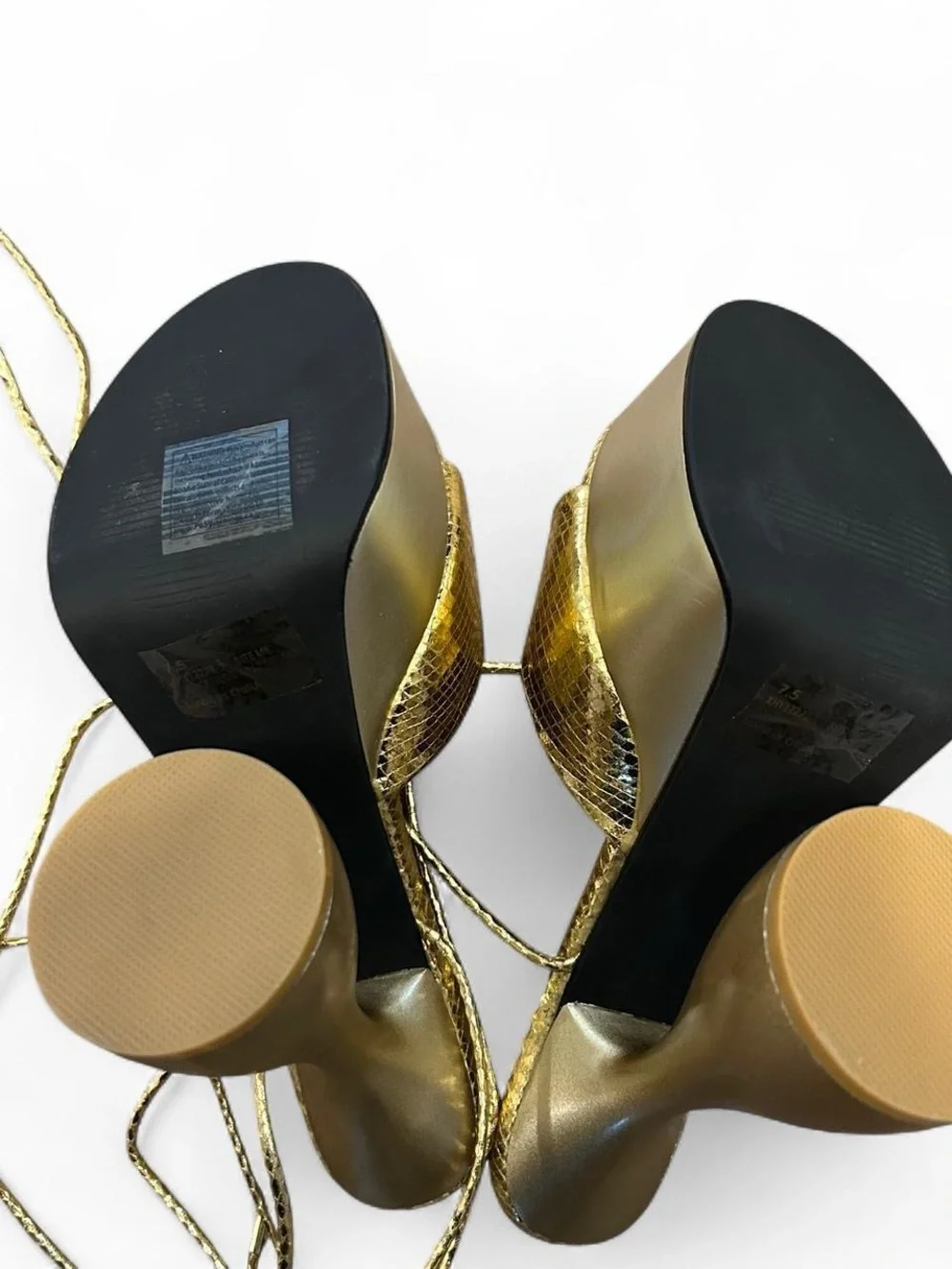 Gold Platform Lace-Up Sandals